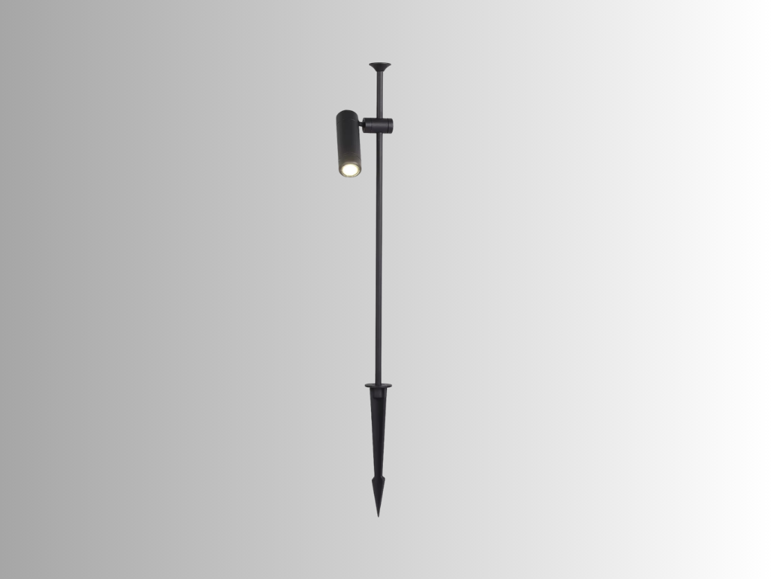 עמוד גן פילאר כפול 2x5W - לבן חם - ספוט שחור