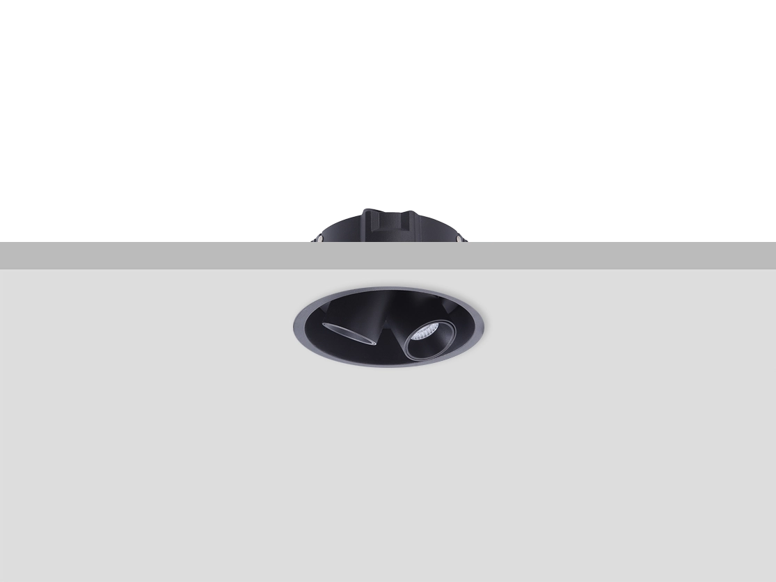 שקוע תקרה אינספריה כפול - 2x5W - לבן חם - גוף שחור